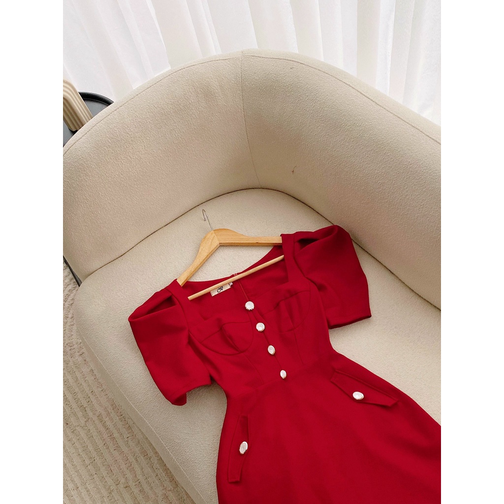 Đầm Cổ Vuông Tay Phồng Chât Kaki Mềm Váy Dự Tiệc Sang Trọng Thiết Kế Chuẩn Form Cao Cấp- MIRA Fashion