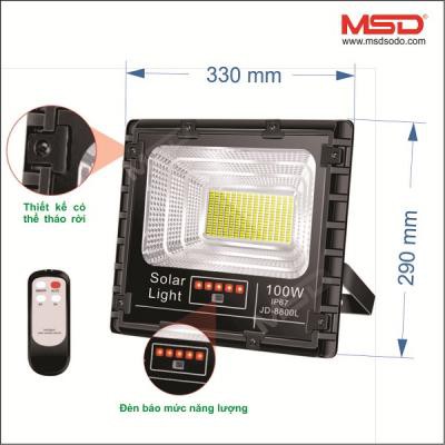 [JINDIAN - 100W] Đèn Năng Lượng Mặt Trời JinDian JD-8800L Công Suất 100W, Khung Nhôm, Chip Led "SMD"- BH 03 Năm