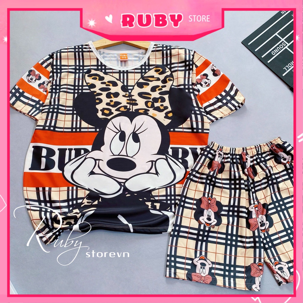 Đồ bộ thun đùi in hình 3D size 5kg - 70kg chất thun mềm mát in hình doremon Mickey Minie dễ thương DBRBD FULL SỈZE