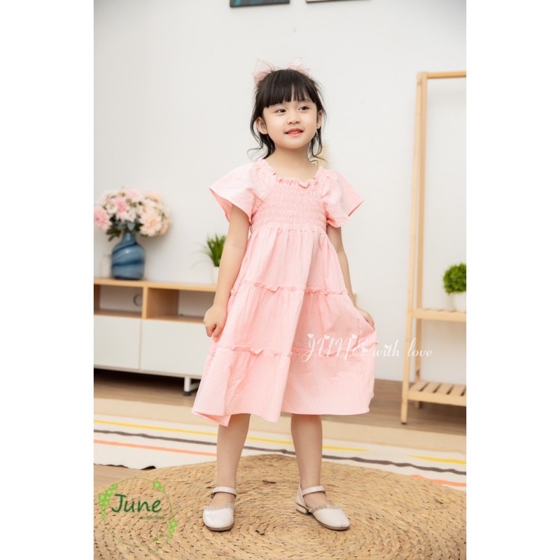 Váy smock cổ xinh cho bé sale.