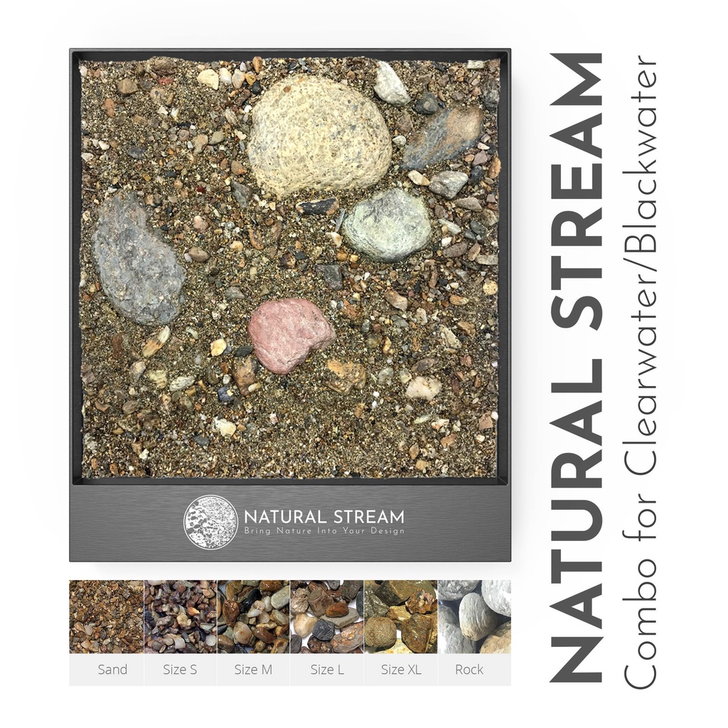 Combo Cát Suối + Sạn Suối + Đá Cuội Suối Cao Cấp Femolay Natural Stream |Trang trí Trải Nền Bể Thủy Sinh, Biotope.