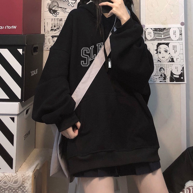 Áo hoodie dáng rộng quá cỡ phong cách Hàn Quốc cá tính thời trang