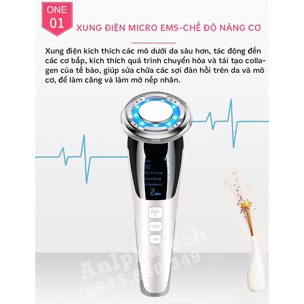 Máy Điện Di Tinh Chất D818 Anphaltech Store, Máy Massage Mặt Nóng Lạnh Đẩy Tinh Chất Chăm Sóc Da Thế Hệ Mới 2022