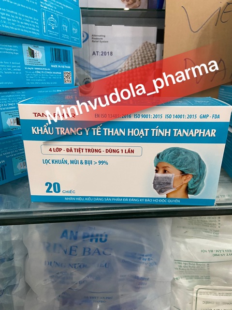 Khẩu trang y tế than hoạt tính Tanaphar (hộp 20 chiếc)