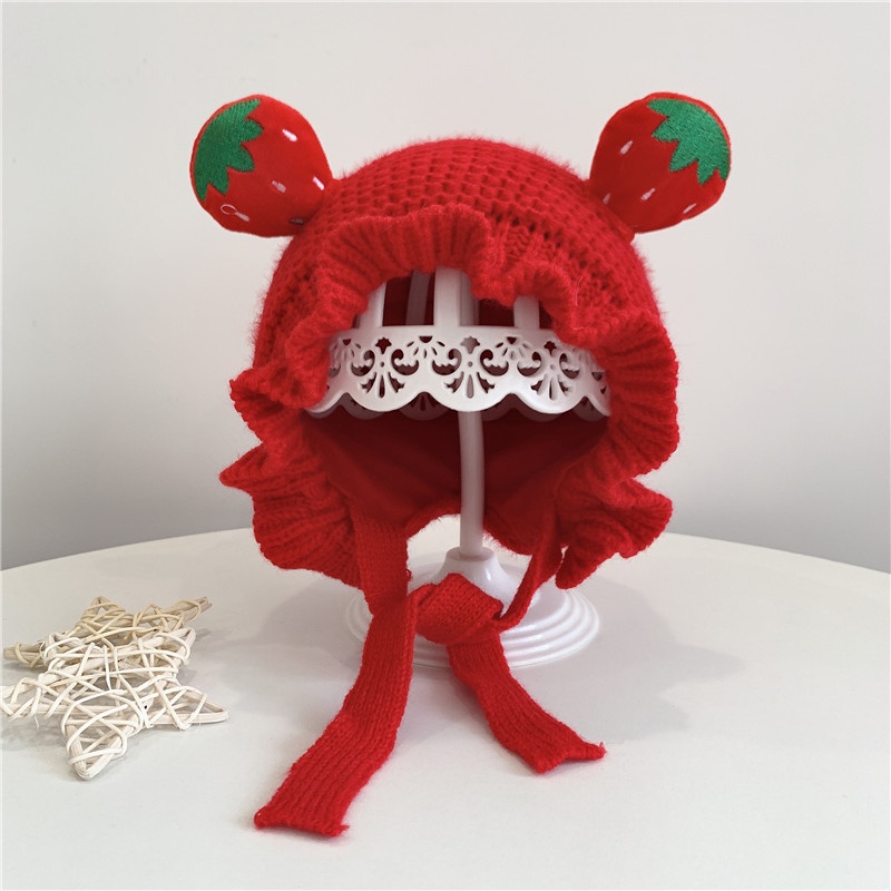 Mũ beanie Trùm Tai Hình Trái Cây Dễ Thương Cho Bé 2-8 Tuổi