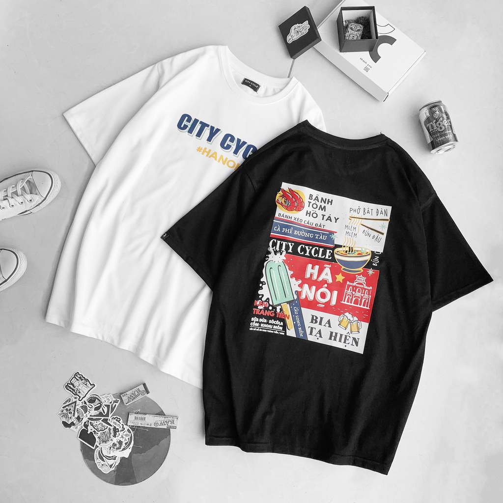 Áo thun tay lỡ Hà Nội City Cycle Áo Phông Cotton Nam Nữ Unisex -PHƯƠNG LINH BÙI STORE-V389