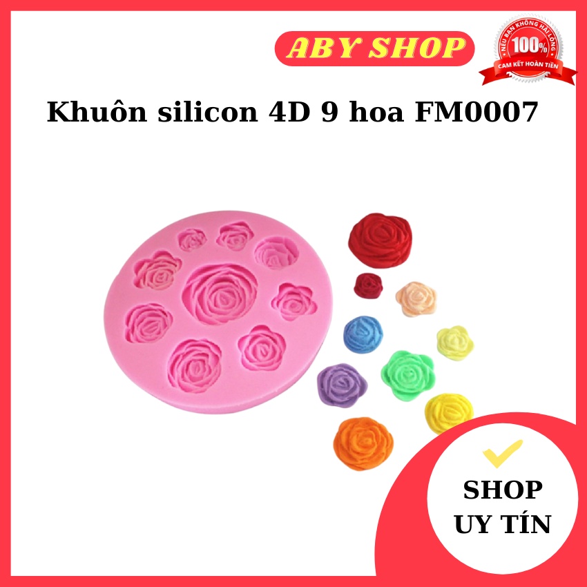 Khuôn silicon 4D 9 hoa FM0007 ⚡ GIÁ TỐT NHẤT ⚡ khuôn rau câu tạo hình bông hoa chống dính và chịu nhiệt tốt