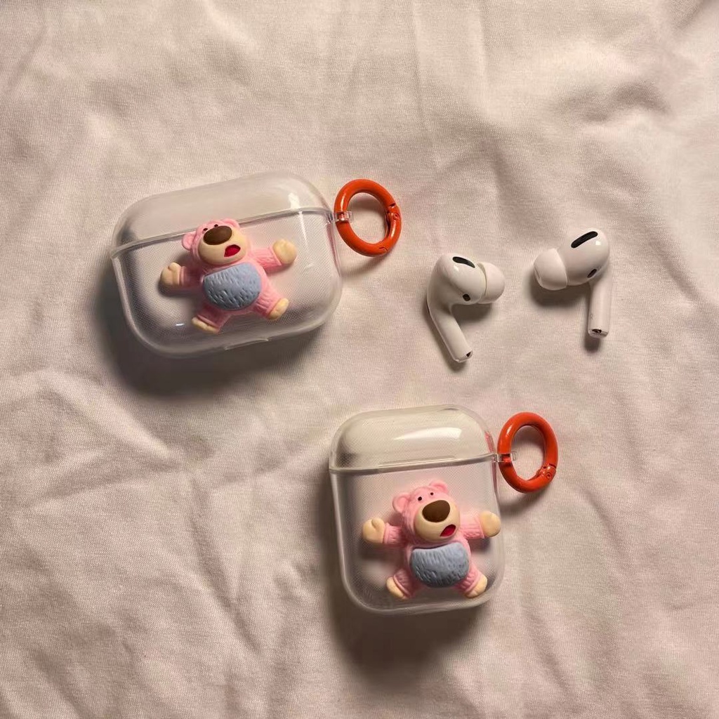 Vỏ Bảo Vệ Hộp Sạc Tai Nghe bluetooth airpods pro / 2 Hình Chú Gấu / Dâu Tây Dễ Thương