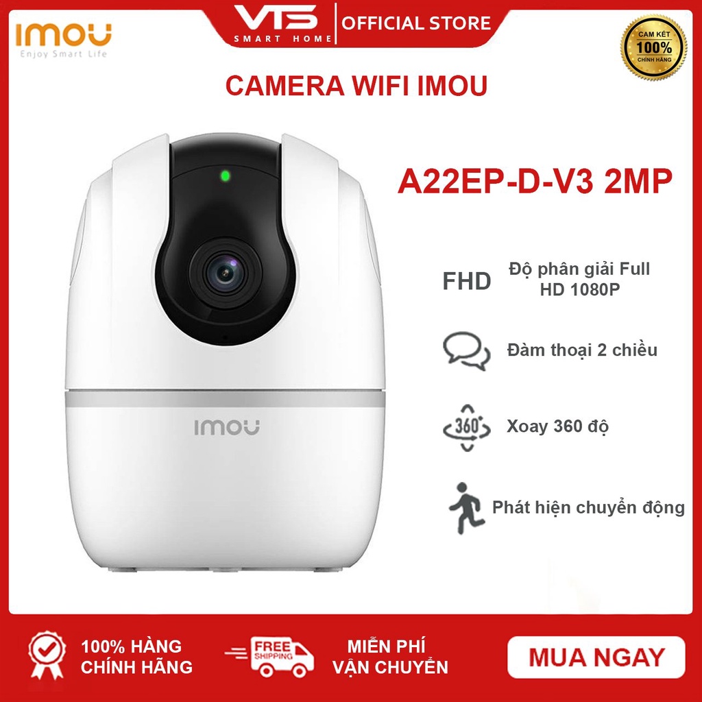 Camera WIFI IMOU A22EP - V3  2MP Full HD 1080P - Ranger 2 - Quay Quét 360 Độ - Đàm Thoại 2 Chiều - DIGI Smart VN