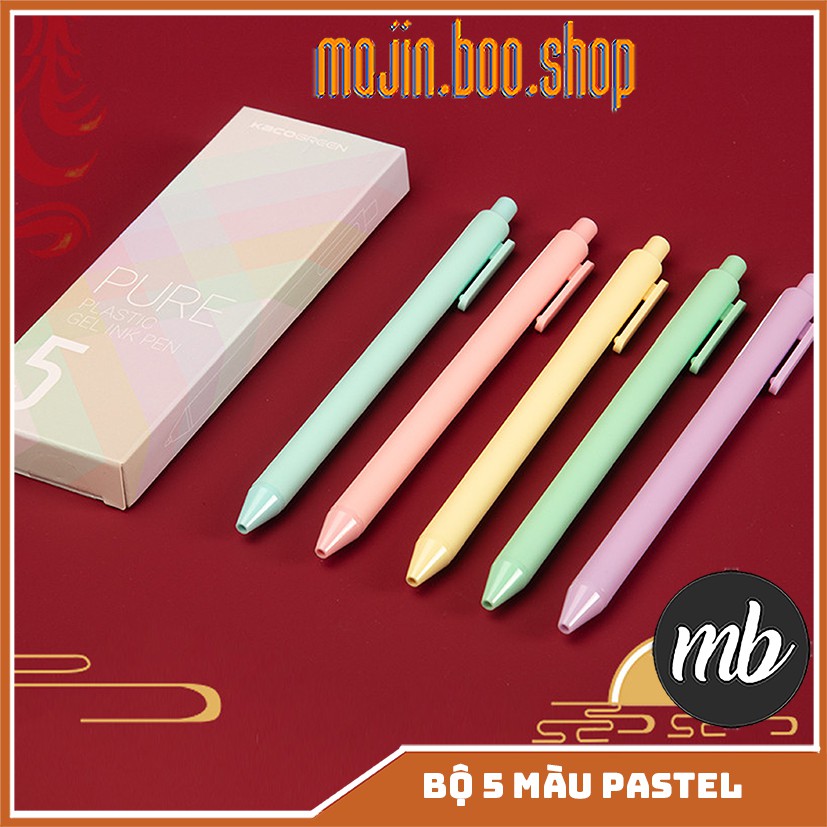 Set 5 bút Kaco Green Pure Pastel mực đen