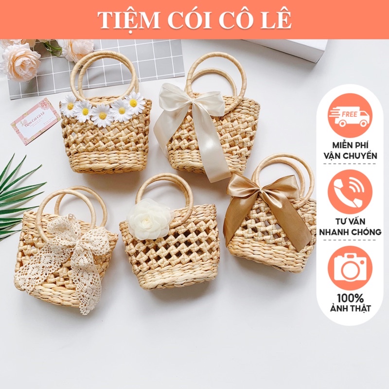 Túi cói chong chóng mini, túi xách thời trang đi biển, chụp ảnh xinh xắn - Tiệm Cói Cô Lê