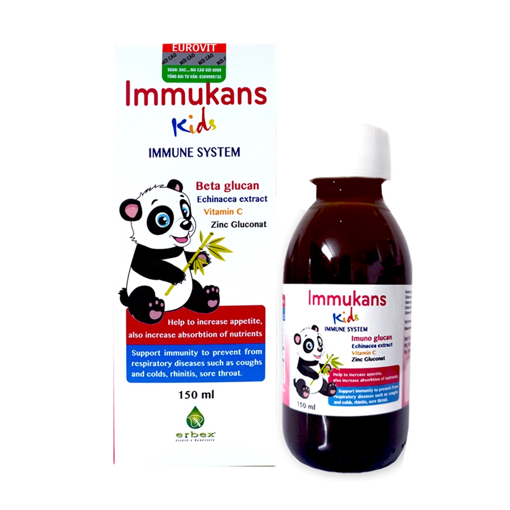 IMMUKANS KIDS Siro Ăn Ngon Và Tăng Sức Đề Kháng Cho Bé 150ml - TP109
