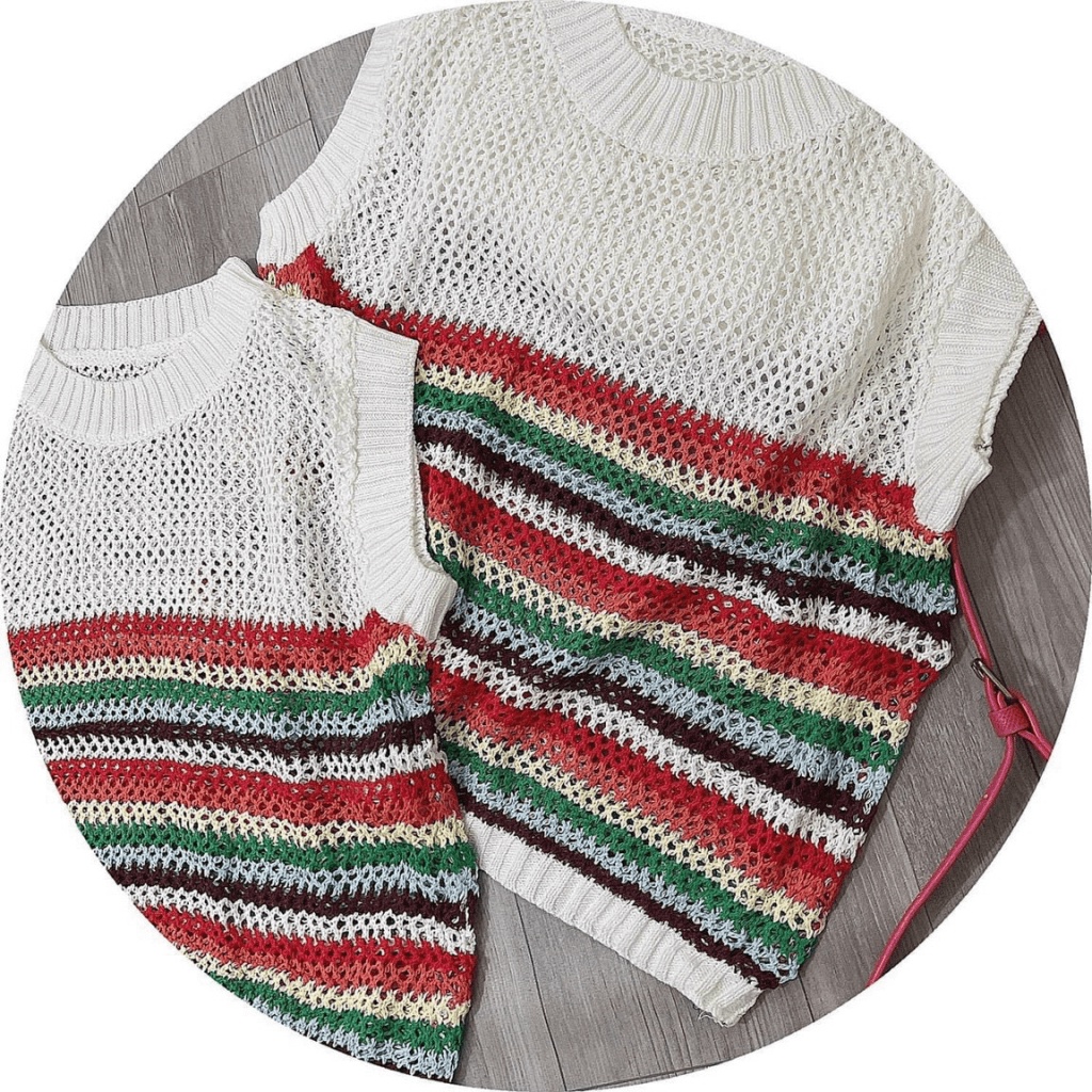 (Free ship) Áo Len Sọc Ngang Lưới Cầu Vồng Siêu Dễ Thương UP VLTN Shop