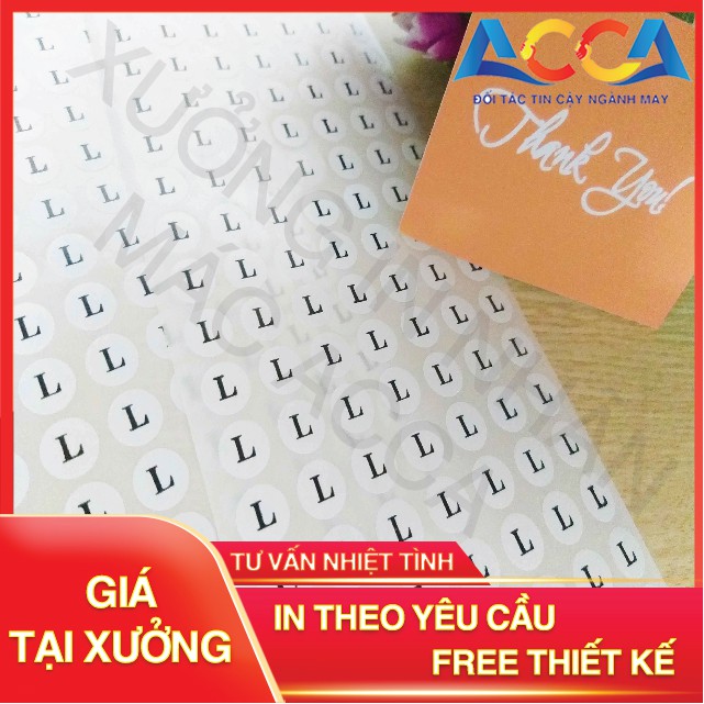 [ GIÁ RẺ ] DECAL DÁN SIZE QUẦN ÁO _140 MIẾNG DECAL SIZE _NHẬN IN TEM NHÃN MÁC THEO YÊU CẦU_XƯỞNG NHÃN MÁC ACCA