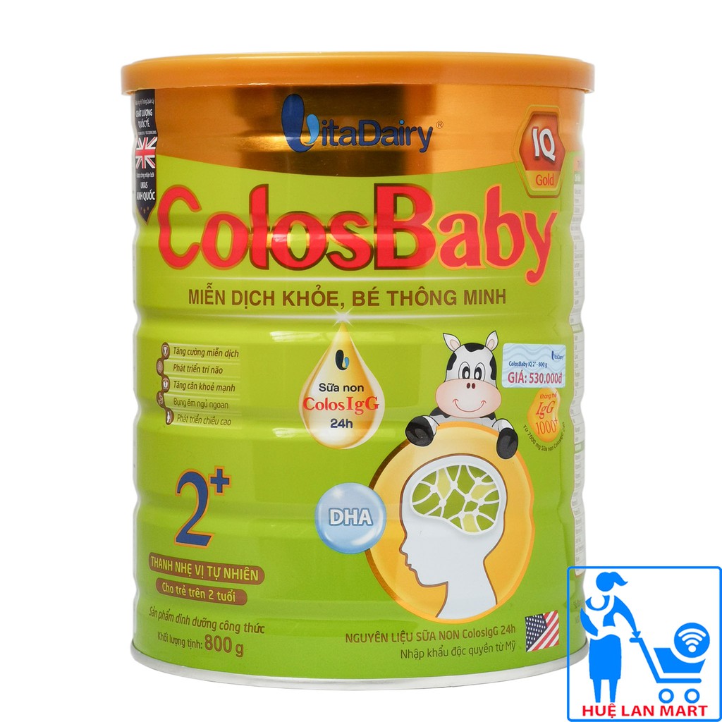 [CHÍNH HÃNG] Sữa Bột VitaDairy ColosBaby IQ Gold 2+ Hộp 800g (Miễn dịch khỏe, bé thông minh)