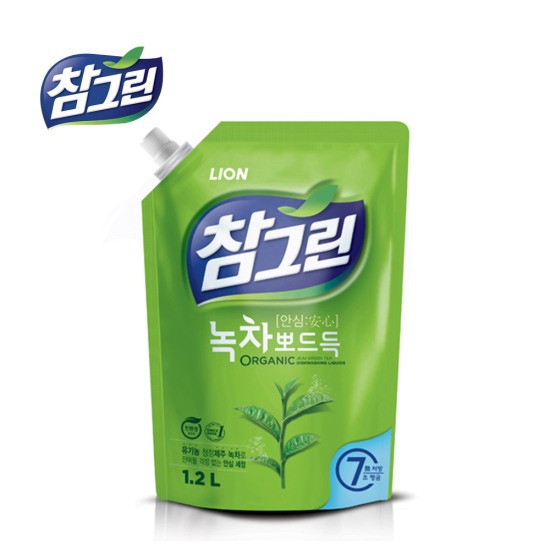 Nước rửa chén diệt khuẩn cao cấp trà xanh Lion 1,2L Hàn Quốc - Nước rửa chén Organic