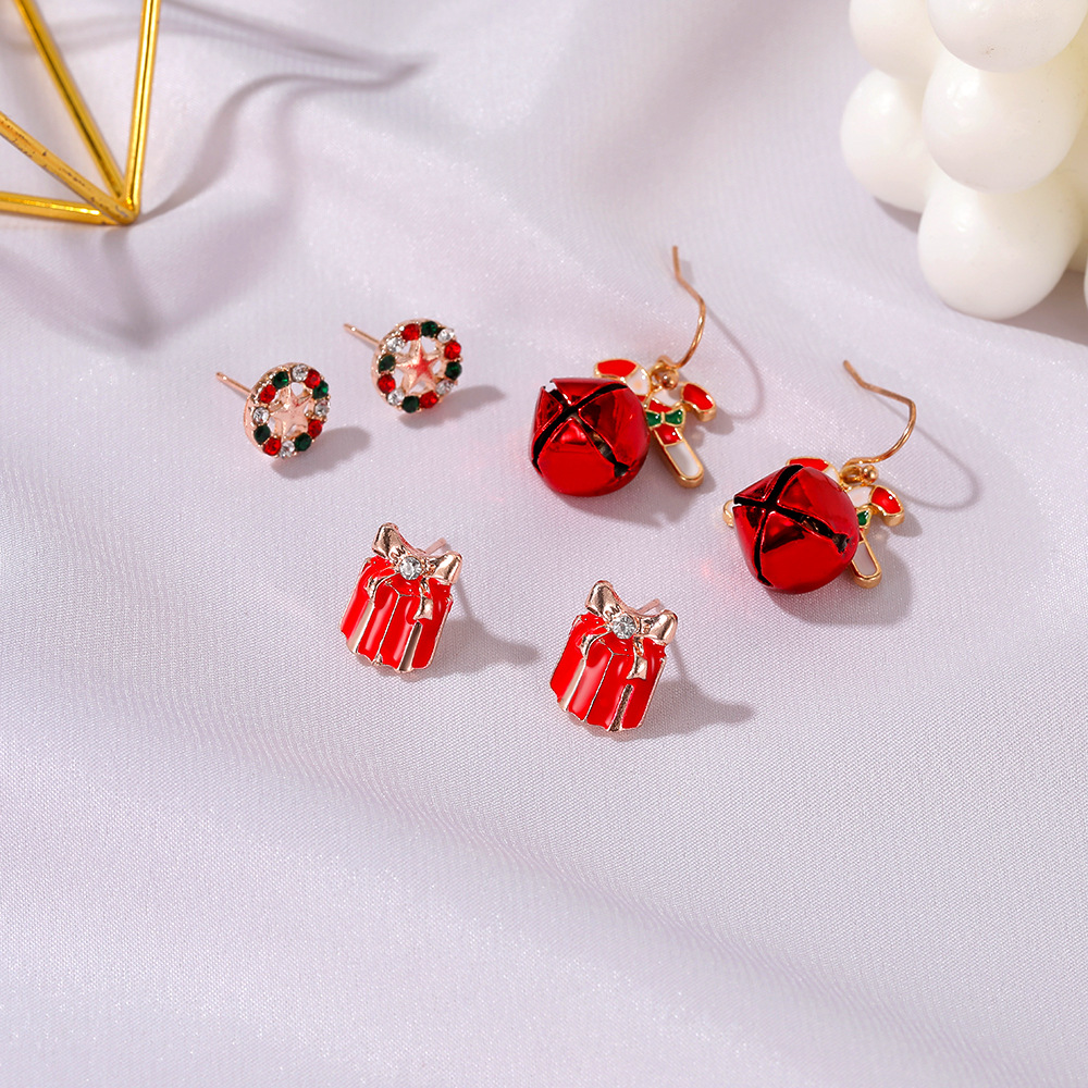 ✨ 【✅COD】 ✨Set 3 Khuyên Tai Phong Cách Giáng Sinh Xinh Xắn Cho Nữ