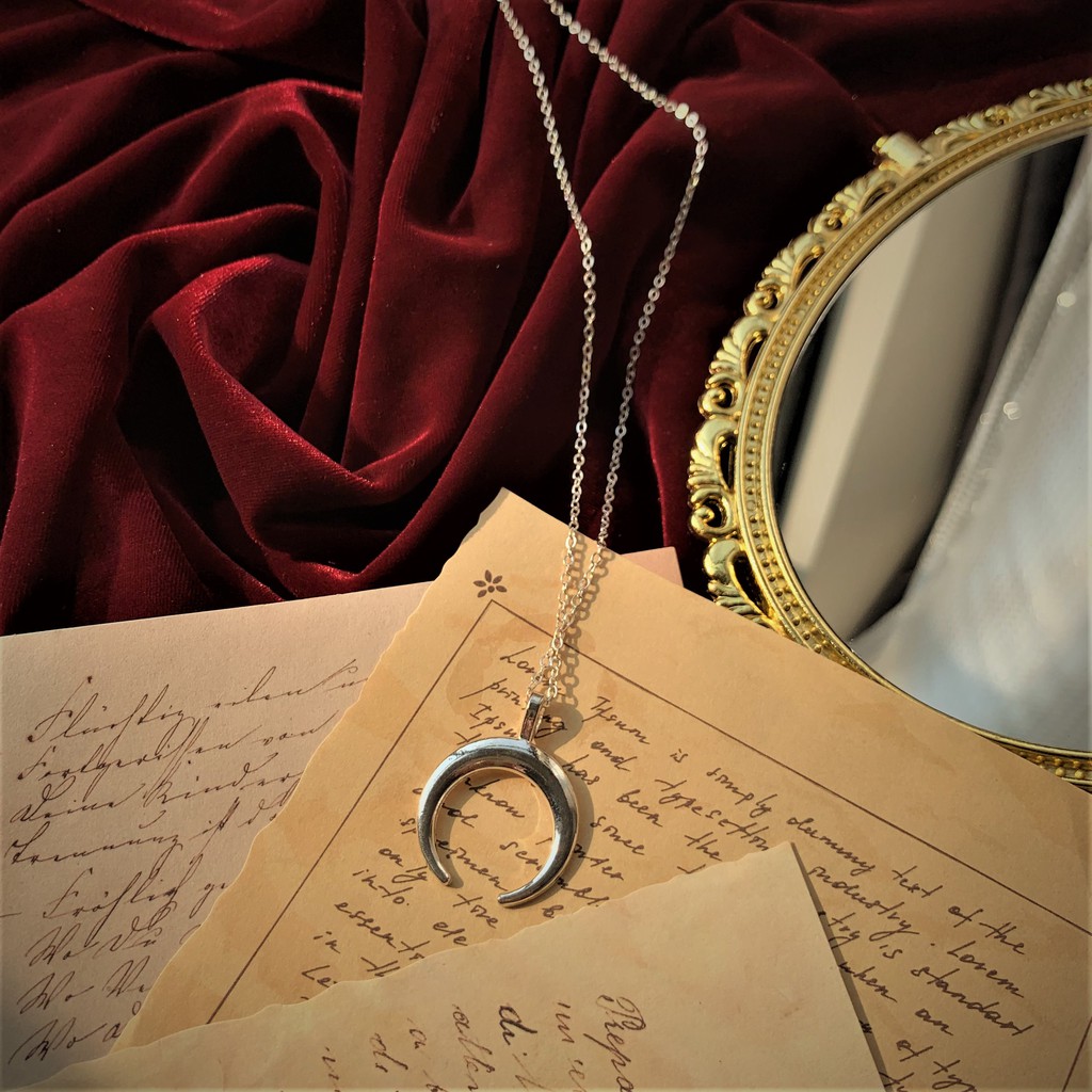 [Xả kho] Vòng cổ xích hình mặt trăng khuyết - dây chuyền kim loại phong cách bohomian vitage retro cá tính Hades.js