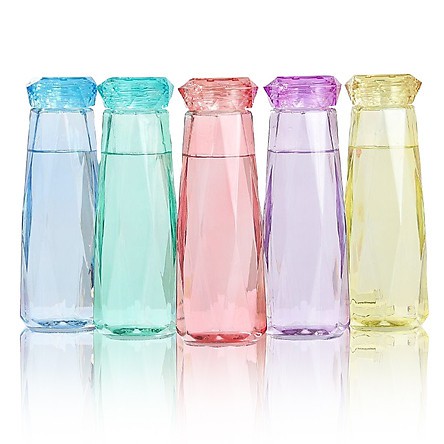 BÌNH NƯỚC THỦY TINH ĐỦ MÀU DÁNG KIM CƯƠNG CAO CẤP 430ML hh060 | BigBuy360 - bigbuy360.vn