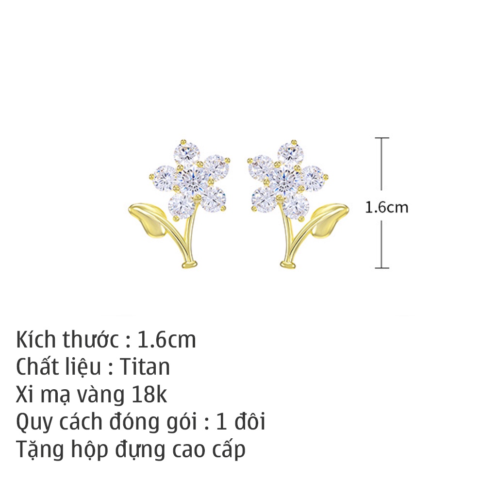 Hoa tai nữ ATJ9088 thiết kế 5 cách đính đá kiểu mới - ANTA Jewelry
