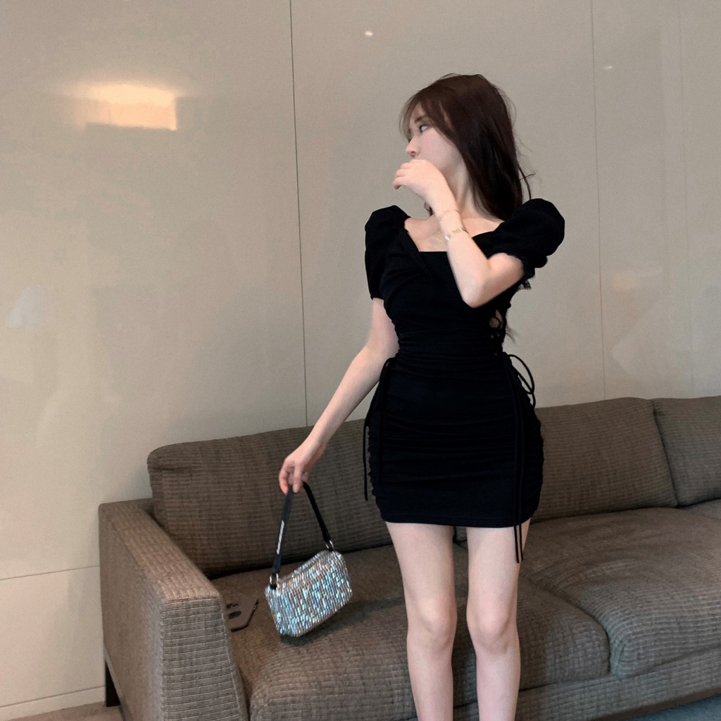 Đầm Ôm Dáng Tay Ngắn Cổ Chữ V Phối Ren Thời Trang Mùa Hè Mới Phong Cách Hàn Quốc Quyến Rũ Cho Nữ