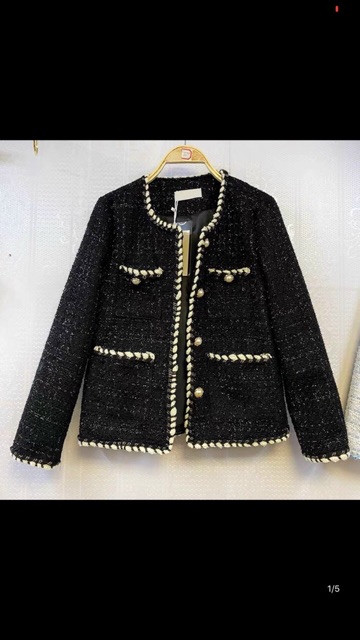 (CÓ SĂN) Áo khoác dạ tweed mỏng đen khuy ngọc sz ml | BigBuy360 - bigbuy360.vn