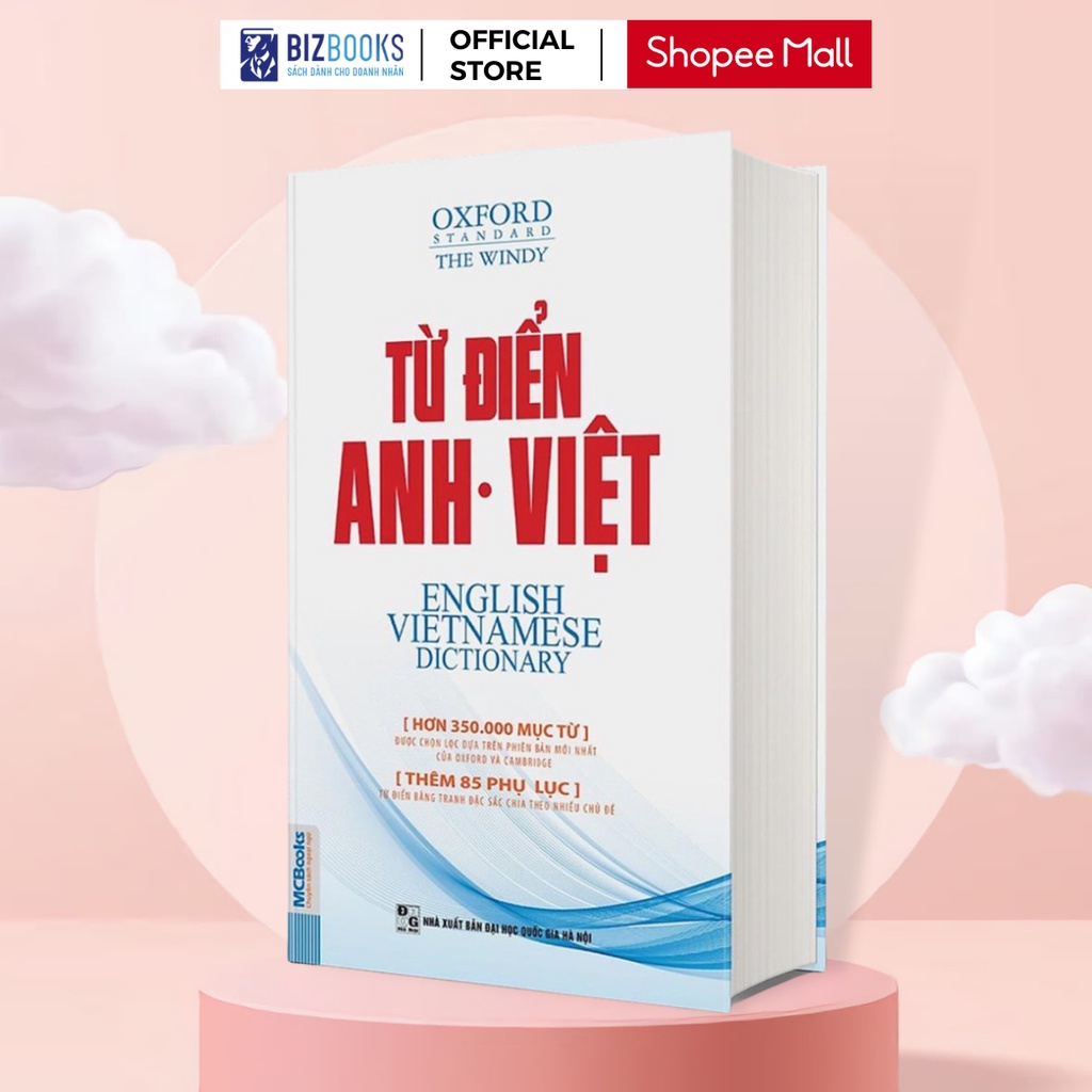 Sách - Từ Điển Anh VIệt Phiên Bản Bìa Mềm Màu Trắng - Giải Nghĩa Đầy Đủ Ví Dụ Phong Phú - Bizbooks Tặng Sổ Tay, Bookmark