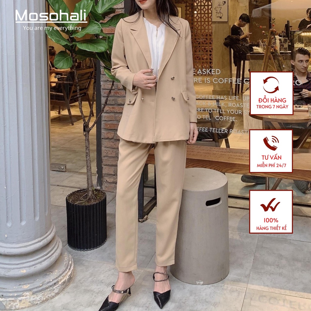 Set vest nữ,áo vest nữ Hera phong cách cơ bản trẻ trung năng động thiết kế MOSOHALI (áo vest + quần âu)