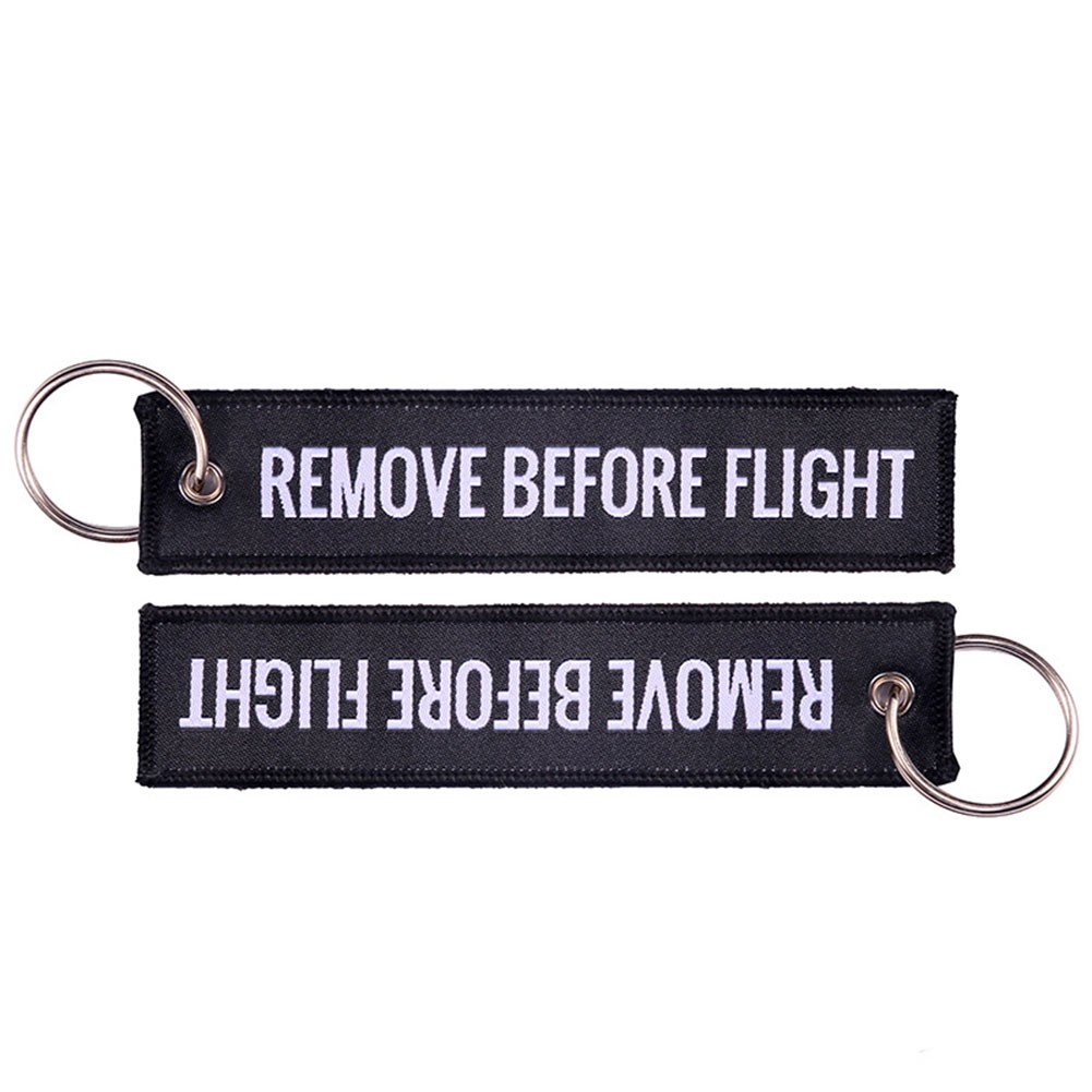 Móc dây gắn chìa khoá xe máy thêu chữ Remove Before Flight