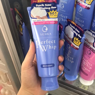 Sữa rửa mặt senka perfect whip xanh tặng thêm 25%