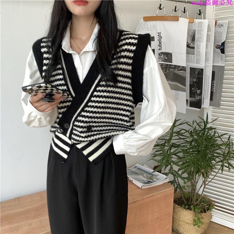 Áo Ghi Lê Dệt Kim Kẻ Sọc Cổ Chữ v Phong Cách Hàn Quốc Dành Cho Nữ | BigBuy360 - bigbuy360.vn