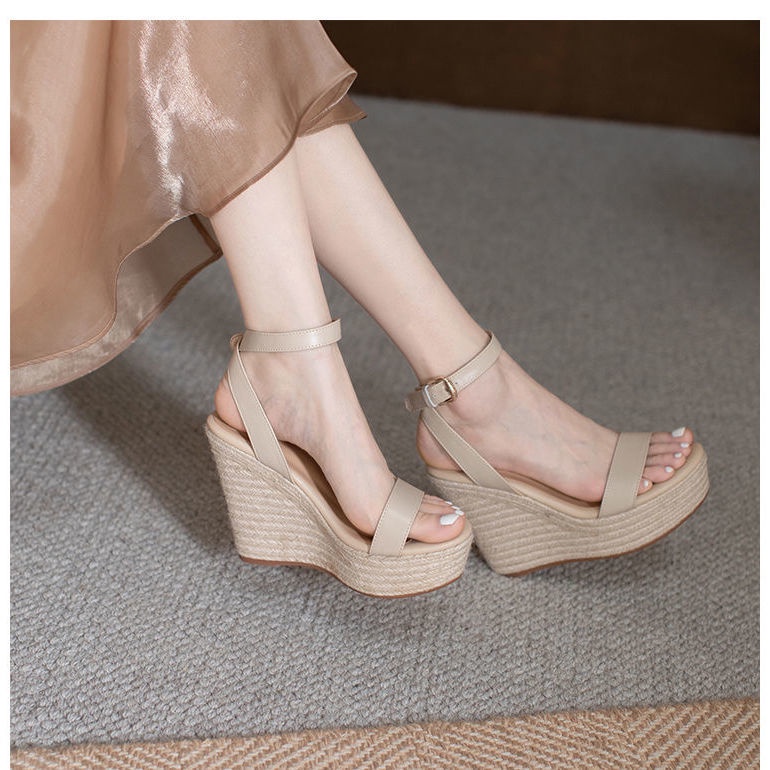 Giày Sandal Đan Cói Đế Xuồng Dày Phong Cách La Mã Thời Trang Mùa Hè Hàng Mới