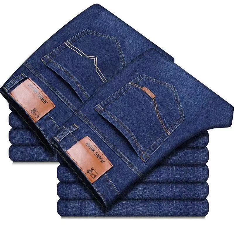 Mens Straight Cut Washed Denim Pants Trousers Casual Jeans Spring jeans men's straight baggy pants men's casual pants high waist dad young men's long pants