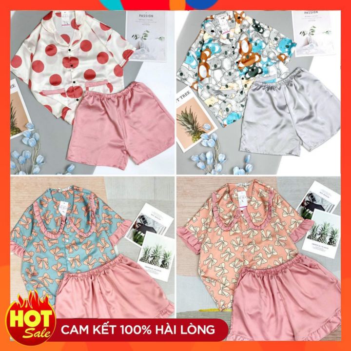Pijama cộc đùi lụa satin latin phối hàn cao cấp hàng loại 1, sang xịn, mềm mát, bao lỗi 1 đổi 1 | BigBuy360 - bigbuy360.vn