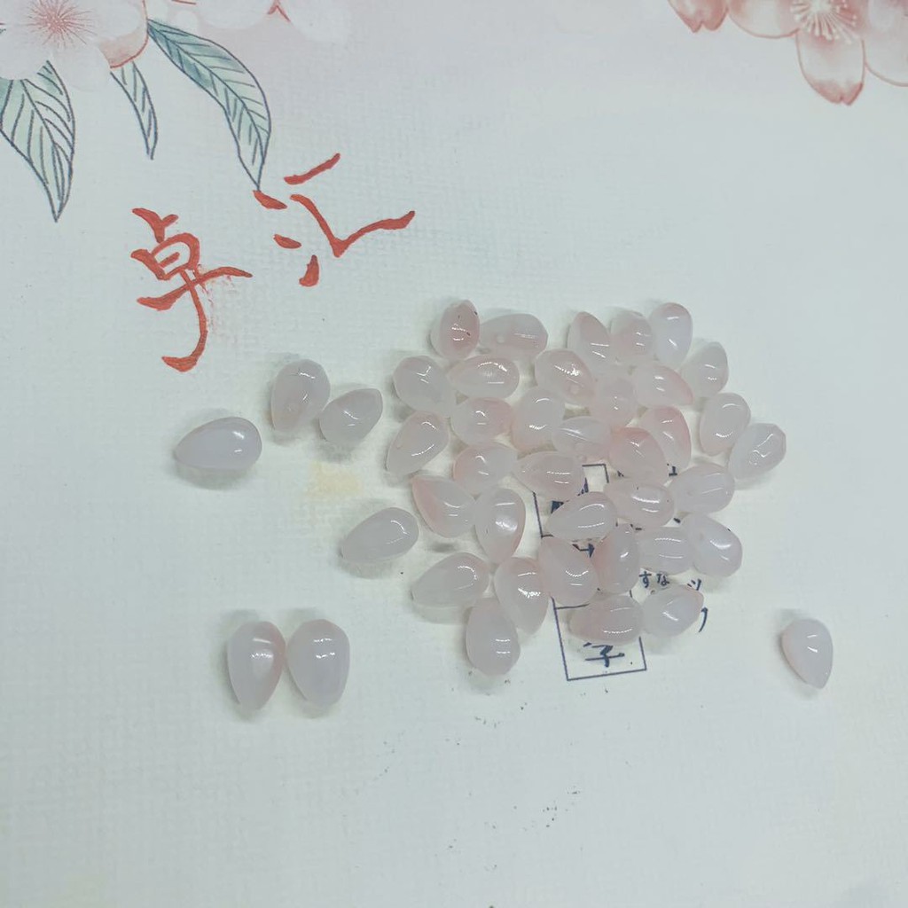 5 hạt thủy tinh giọt nước 6*9mm nguyên liệu làm trâm làm trang sức cổ trang