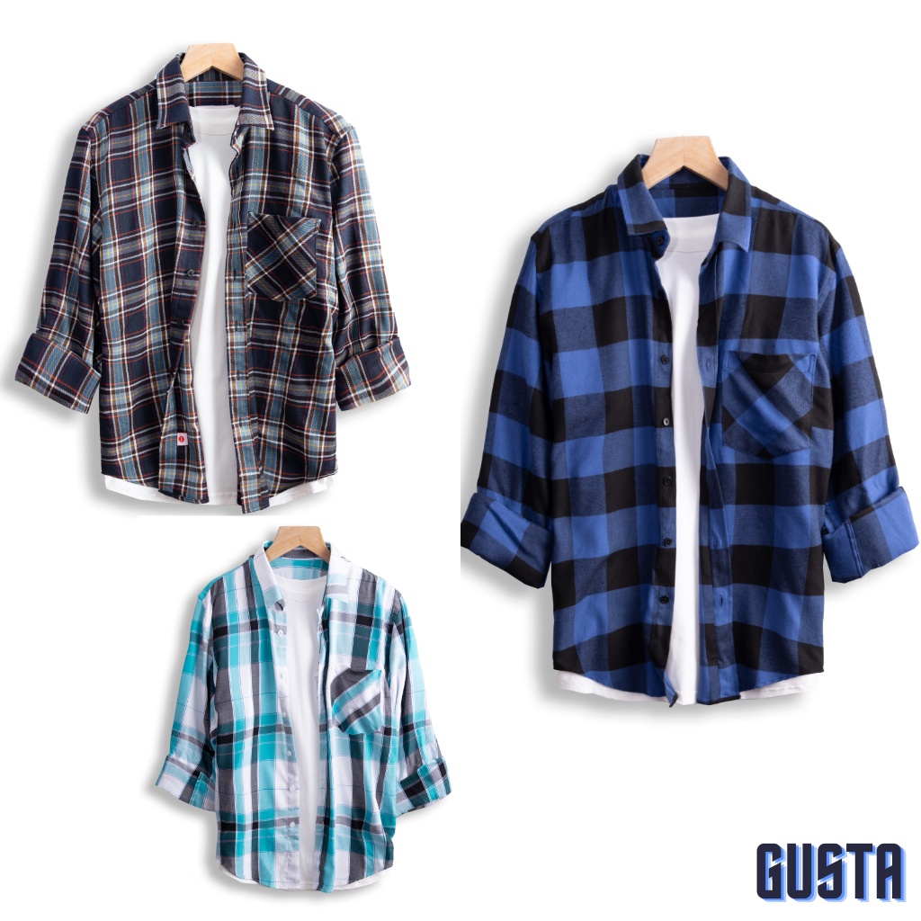 Áo Sơ Mi Flannel Nam Caro Kẻ Sọc  Áo Khoác Sơmi Dài Tay Hàn Quốc Gusta From Ôm Hàng Hiệu-SMGS02 | BigBuy360 - bigbuy360.vn
