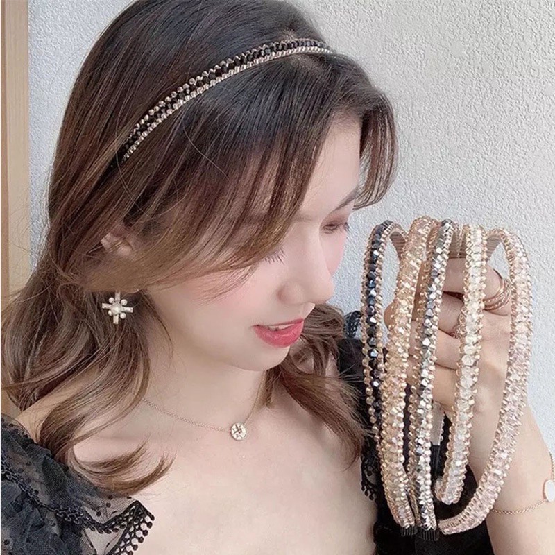 Băng Đô Cài Tóc Đính Hạt Pha Lê Giả Lấp Lánh Blingbling Thời Trang Cho Nữ