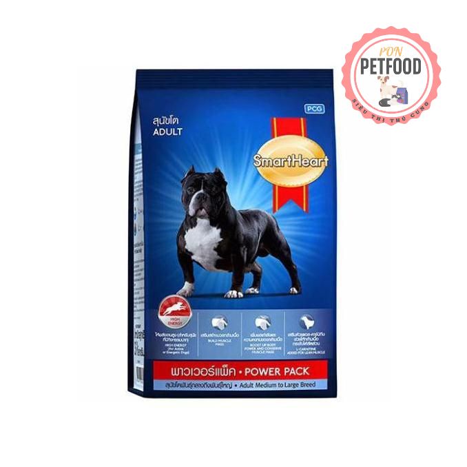 HCM- Thức ăn cho chó  Smartheart Power pack dành cho chó Phát triển cơ như chó Pug, chó ngao hoặc chó nghiệp vụ