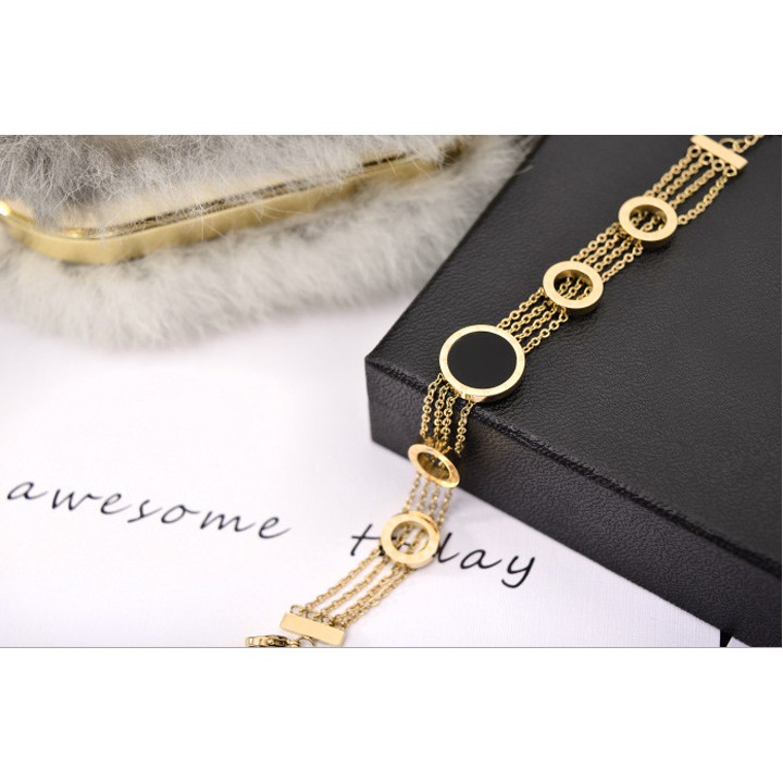 Lắc tay nữ titan chuỗi mặt tròn số la mã siêu đẹp, bền màu, hợp thời trang