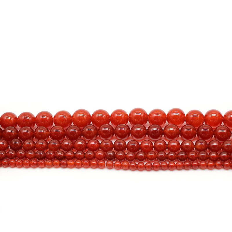 Đá Tự Nhiên Đỏ Carnelian Mã Não Tròn Đá Quý Hạt 15 "Dây 4 6 8 10 12MM Chọn Kích Thước Để Làm Đồ Trang Sức