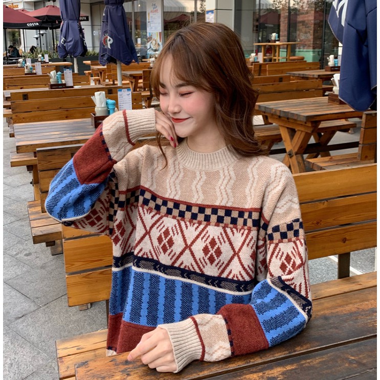 Sweater pullover loose sweater Korean knit sweater long sleeve sweater | BigBuy360 - bigbuy360.vn