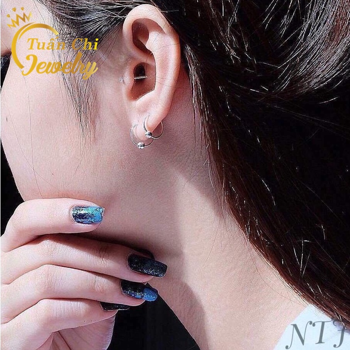 Bông Tai Bạc ⚡ FREE SHIP ⚡ Khuyên Tai Bạc Kiểu Giáng Trẻ Trung Năng Động