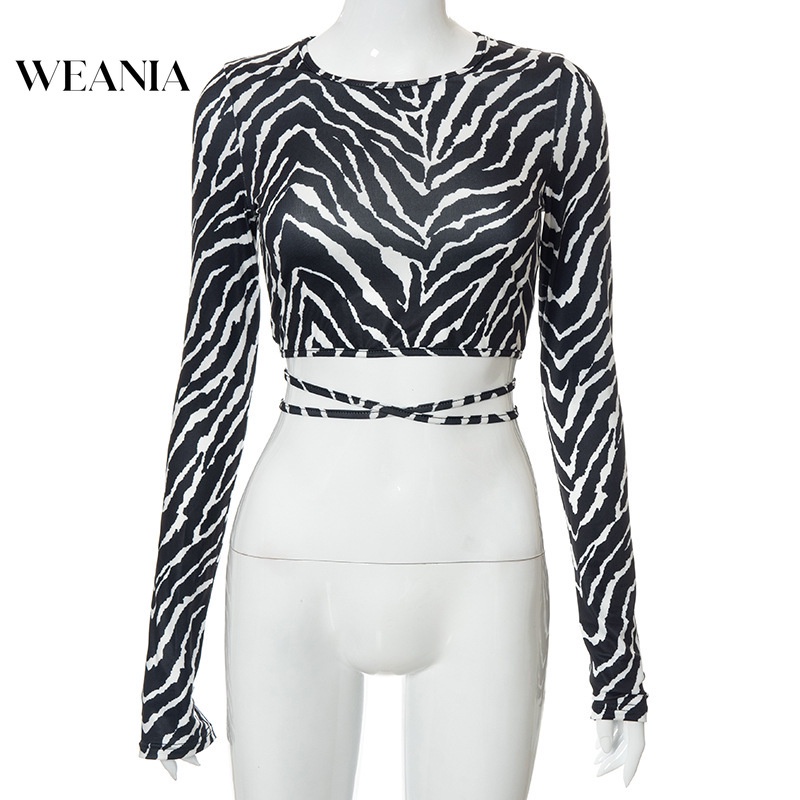 Áo Thun Tay Dài In Họa Tiết Ngựa Vằn Thời Trang Cho Nữ