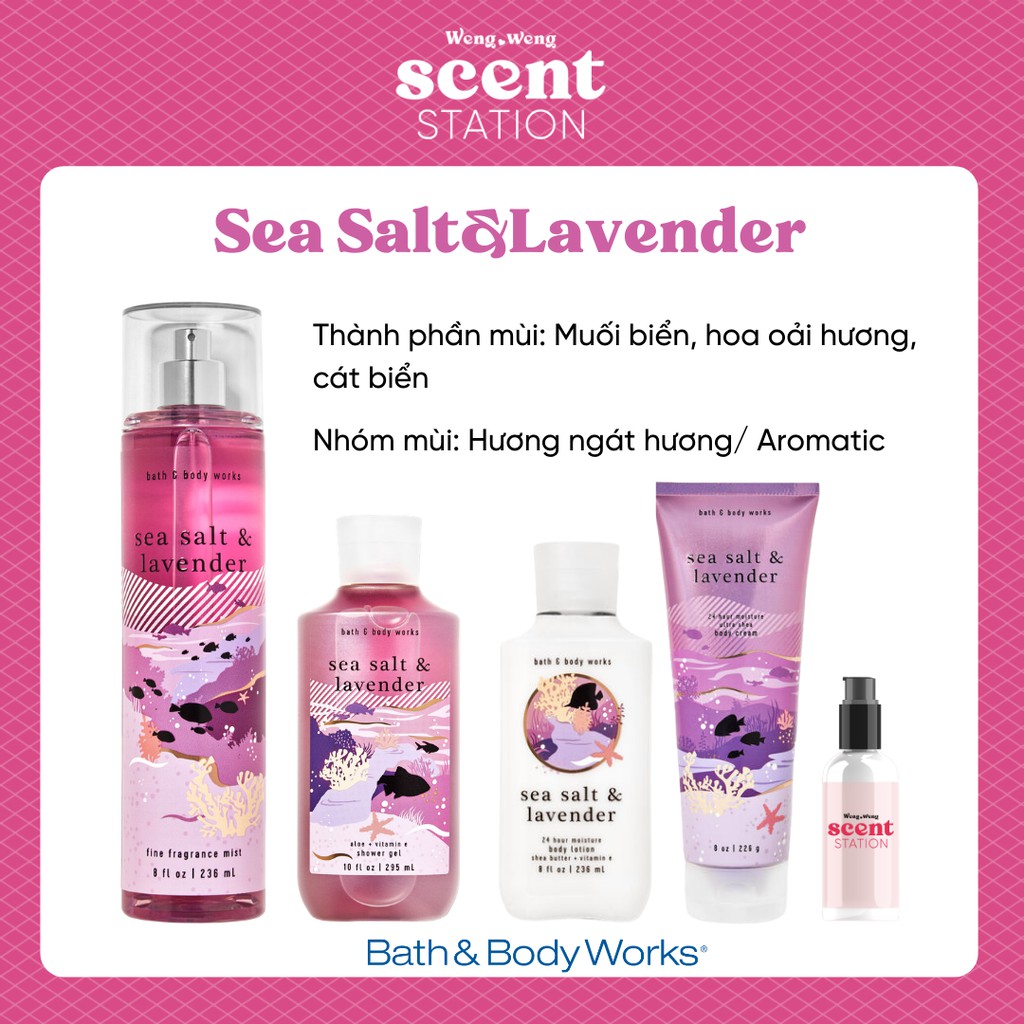 Bộ Sản Phẩm Chăm Sóc Cơ Thể Toàn Diện BBW mùi Sea Salt&amp;Lavender