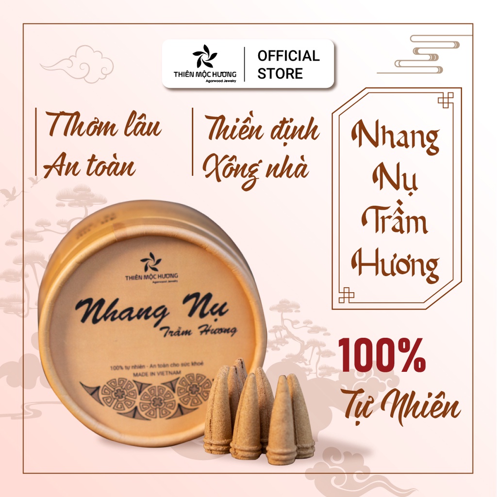 Nhang Nụ Trầm Hương tặng 1 thác khói trầm hương khói ngược - Combo đốt trầm cao cấp loại 12 năm thơm - THIÊN MỘC HƯƠNG