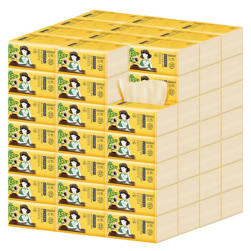 [HOT 2021 - SIÊU RẺ] Thùng 30 gói giấy ăn gấu trúc SIPIAO siêu dai, mẫu mã mới, 1 bịch 300 tờ, giấy ăn nội địa Trung