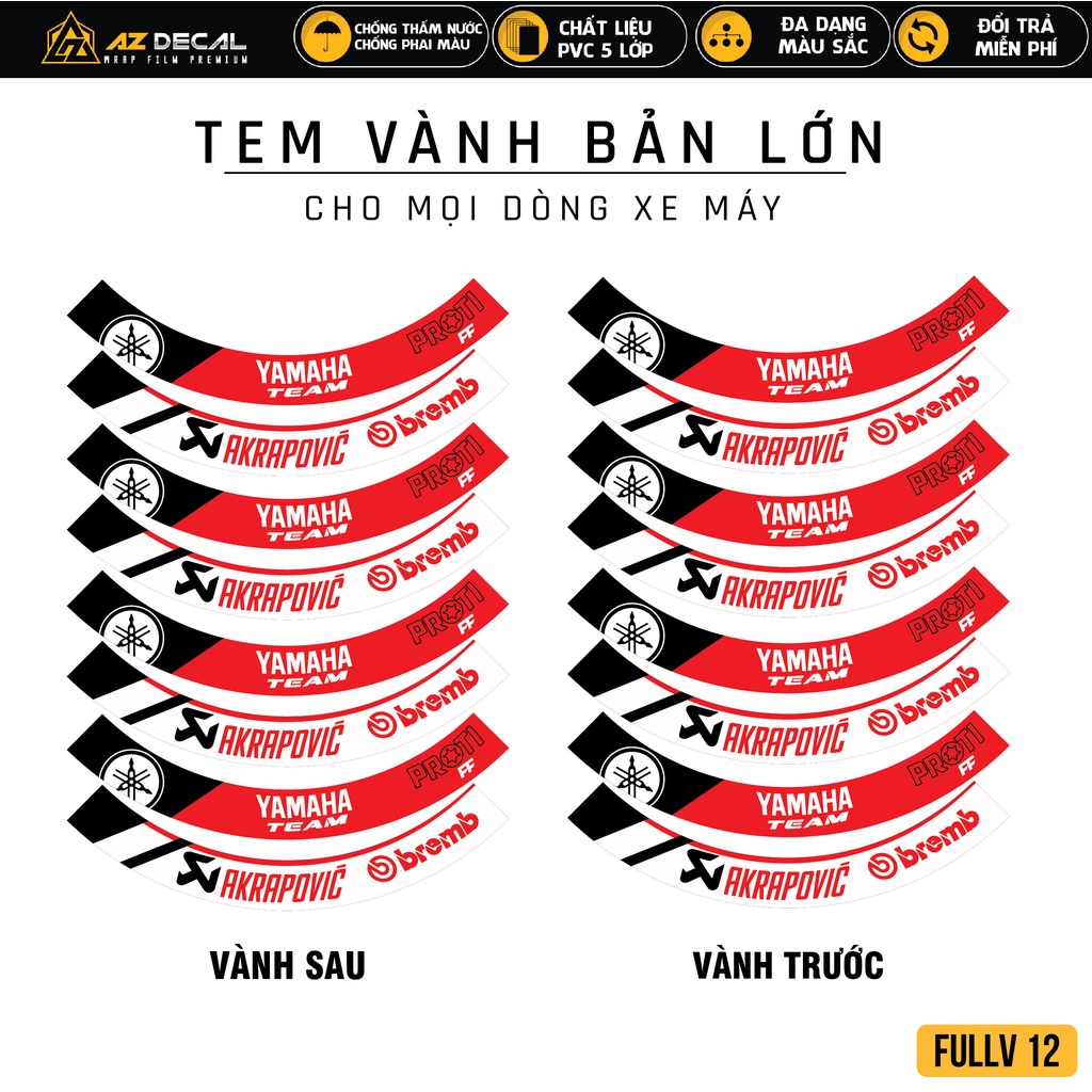 Tem Dán Vành Xe Máy Chủ Đề Brembo 02 | FullV12 | Decal Dán Mâm Xe Niềng Xe Exciter 150 155 Winner V1 X V3... Đẹp Nhất