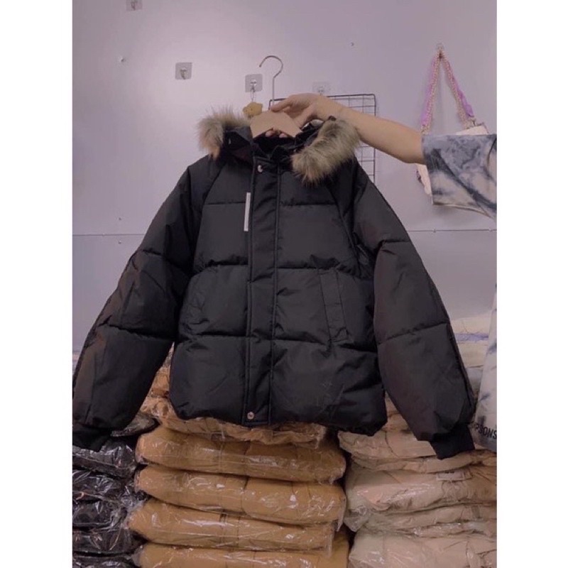 Áo phao beo mũ lông có thể tháo rời