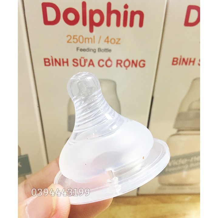 [Mua 2 Tặng 1] Núm Ty Cổ Rộng / Hẹp Silicone Siêu Mềm Dolphin | QV01