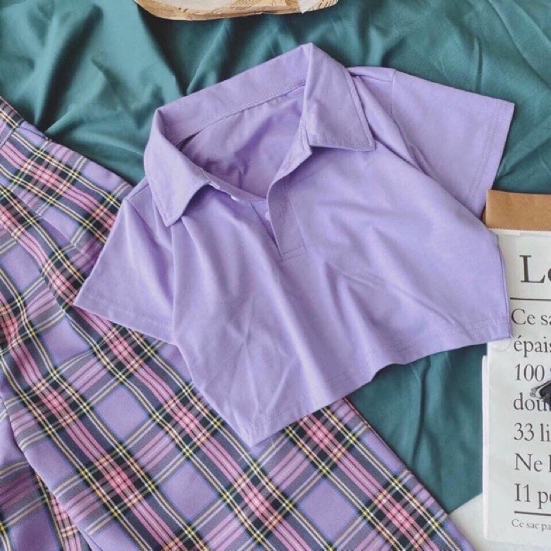 [Mã FAMAYWA giảm 10K đơn 50K] Áo Croptop Cổ Trụ PLO Tay Ngắn Dáng Ôm Nhẹ Ulzzang, Áo Thun Croptop Có Cổ (4 Màu) | BigBuy360 - bigbuy360.vn